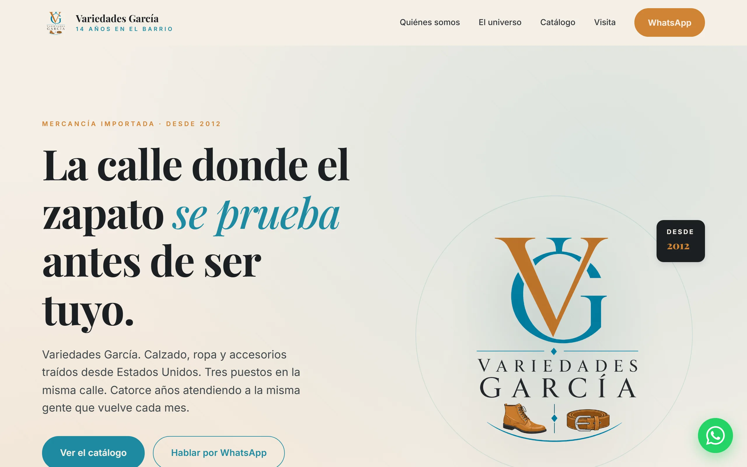 Captura del sitio Variedades García